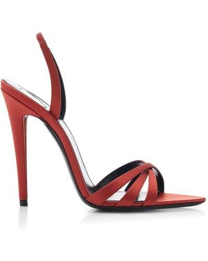 Saint Laurent Kate Satin Sandals - Red