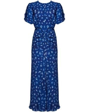Victoria Beckham Bela Ruched Midi Dress - Blue