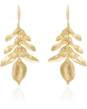 Ten Thousand Things Short Wild Fern 10k Yellow Gold Earrings - Metallic