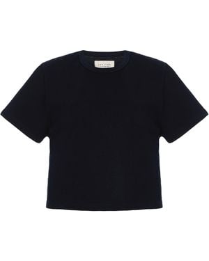 Les Tien Daria Cropped Cotton T-Shirt - Blue