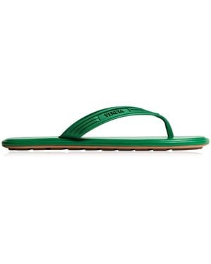 Bottega Veneta Sampieri Leather Flip Flop Sandals - Green