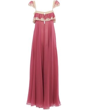 Chloé Flou Ruffled Organic Silk Mousseline Gown - Red