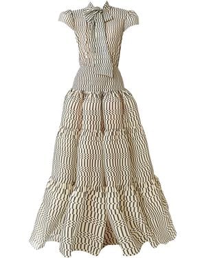 Juozas Statkevicius Short-Sleeve Voluminous Chiffon Maxi Dress - Natural