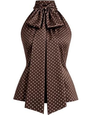 Franchise Susan Bow Silk Top - Brown