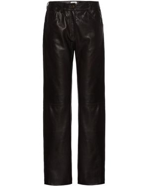 Magda Butrym Mid-Rise Leather Straight-Leg Trousers - Black