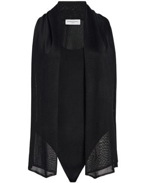 Brandon Maxwell The Capri Scarf-detailed Knit Bodysuit - Black