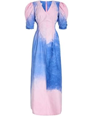 Busayo Omotoke Printed Crepe Maxi Dress - Blue