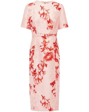 LEO LIN Elizabeth Jacquard Midi Dress - Red