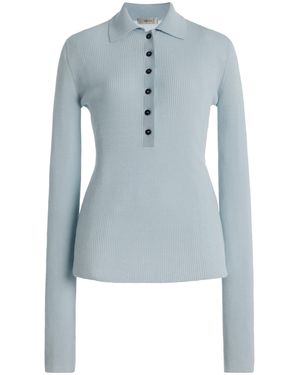 AMIYA Georgia Wool Polo Top - Blue