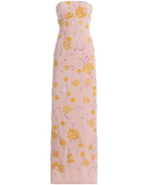 Georges Hobeika Embroidered Georgette Maxi Dress - Pink
