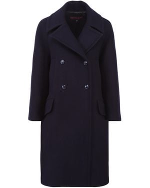 Martin Grant Wool A-Line Double-Breasted Coat - Blue