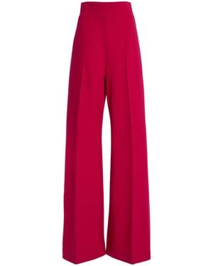 Carolina Herrera Bi-Stretch Wool Tailoring Wide-Leg Trousers - Red