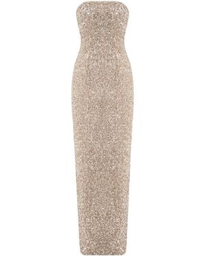 Marmar Halim Embroidered Strapless Maxi Dress - Natural