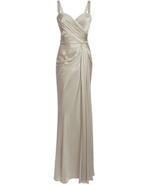 Zuhair Murad Draped Satin Gown - Natural