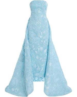 Monique Lhuillier Embroidered Cotton-Blend Gown - Blue