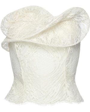 Magda Butrym Sculpted Rosette Cotton-Blend Corset Top - White