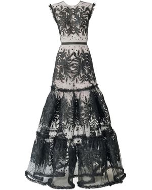 Juozas Statkevicius Sleeveless Embroidered Tulle Gown - White