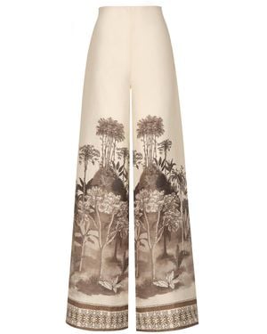 ANDRES OTALORA Analipa Printed Linen Trousers - Natural