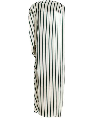 Bondi Born Cannes Asymmetric Striped Silk Maxi Dress - White