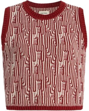 Escvdo Tayta Knit Cotton Sleeveless Jumper - Red