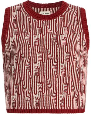 Escvdo Tayta Knit Cotton Sleeveless Jumper - Red
