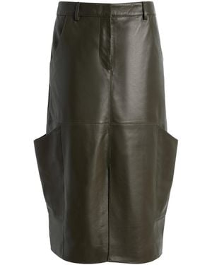 Franchise Oakley Leather Midi Skirt - Green