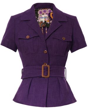 Lena Hoschek Alice Tie-Detailed Cotton-Blend Jacket - Purple