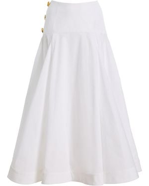 Franchise Tallulah Ruffled Cotton Midi Skirt - White
