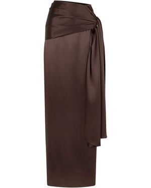 Heirlome Mila Silk Maxi Skirt - Brown