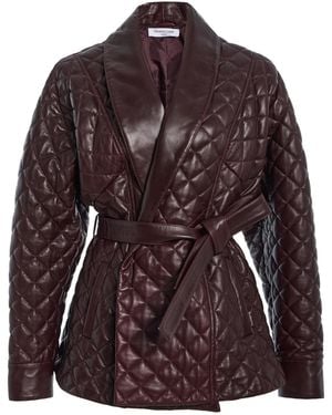 Franchise Costello Quilted Leather Wrap Jacket - Brown