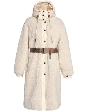 Moncler Blavet Long Teddy Coat - Natural