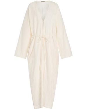 Asceno The Lorenzo Cotton-linen Robe - White