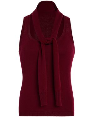 Matthew Bruch Scarf-Neck Knit Wool-Cotton Tank Top - Red