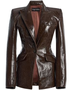 Sergio Hudson Leather Sb Blazer - Brown