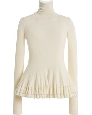 Ashlyn Merritt Turtleneck Wool-Silk Top - White