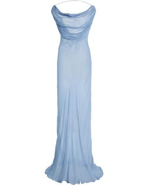 Arcina Ori Jordana Draped Georgette Maxi Dress - Blue