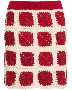 All That Remains Exclusive Dillon Crocheted Cotton Mini Skirt - Red