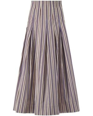 Lela Rose Striped Cotton Full Skirt - Multicolour