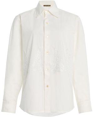Chan Luu Flame Embroidered Cotton-Blend Shirt - White