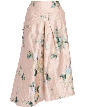 Erdem Draped Textured Satin Maxi Skirt - Natural