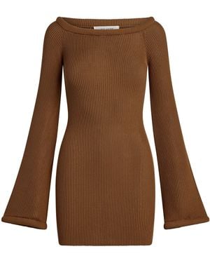 AYA MUSE Eos Knit Silk-Cotton Mini Dress - Brown