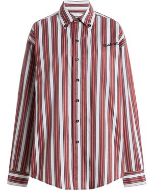 Sanderlak Oversized Striped Cotton Shirt - Red