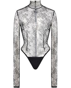 LAQUAN SMITH Chantilly Lace Bodysuit - Grey