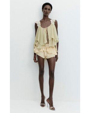 De La Vali Lavinia Lace Mini Shorts - Natural