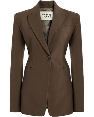 TOVE Elda Single-Breasted Blazer - Brown