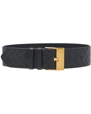Bottega Veneta Wide Intrecciato Leather Belt - Black