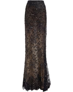 Elie Saab Embellished Lace Maxi Skirt - Black