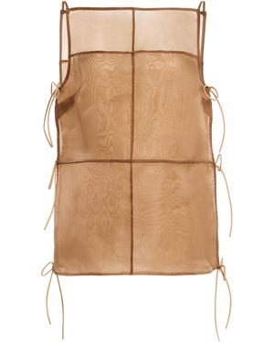 STAUD Chandler Tie-Detailed Chiffon Top - Natural