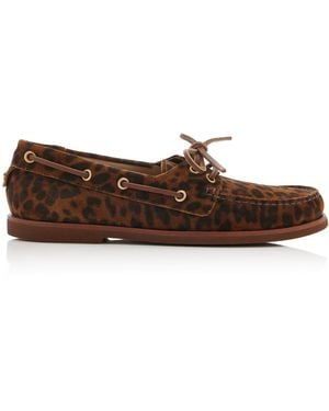 Gianvito Rossi Vandée Leopard Suede Flats - Brown