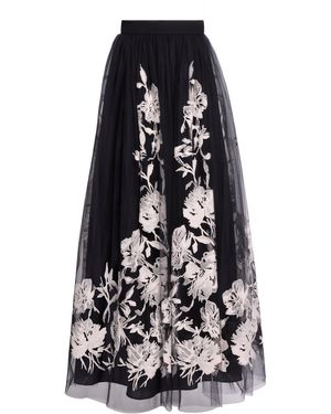 Elie Saab Embroidered Tulle Maxi Skirt - White